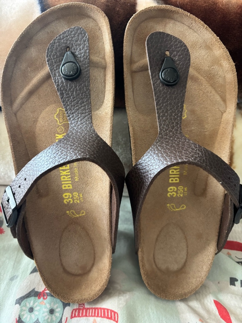 Birkenstock Brown Leather Toe-Post Sandals